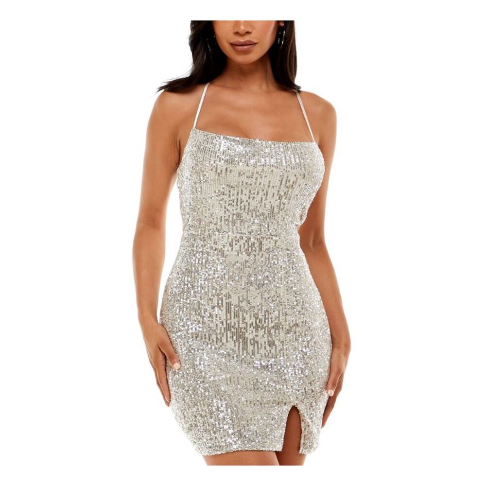 SPEECHLESS Beige Stretch Spaghetti Strap Mini Dress 5